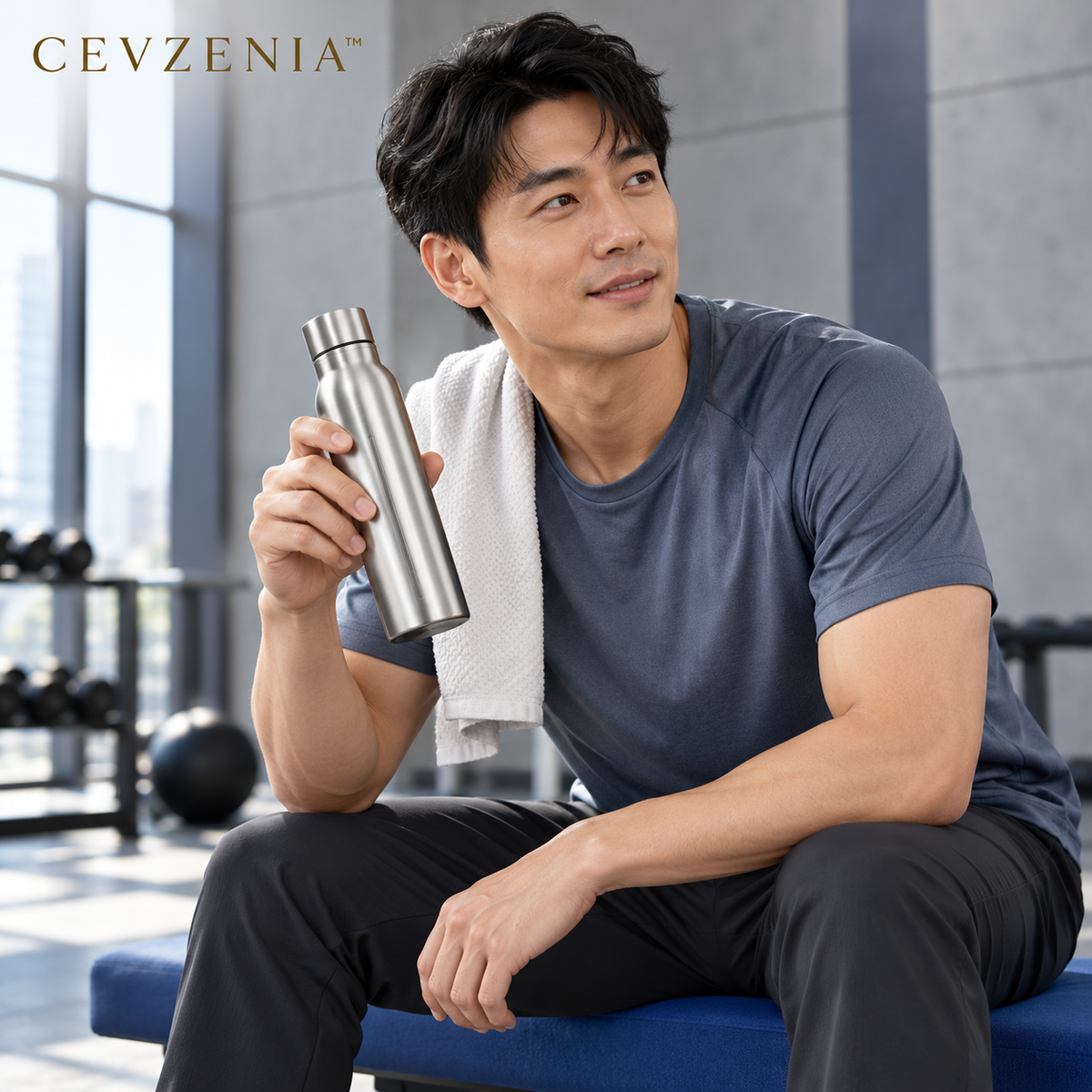 𝑪𝑬𝑽𝒁𝑬𝑵𝑰𝑨™ Narrow Line 20 fl oz Stainless Steel Water Bottle | Slim Bottle with Twist Cap