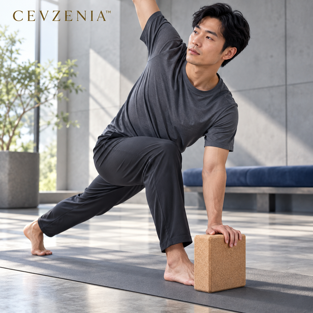 𝑪𝑬𝑽𝒁𝑬𝑵𝑰𝑨™ Ground Line Cork Yoga Block | Textured Yoga Brick for Home and Studio