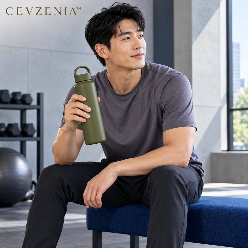 𝑪𝑬𝑽𝒁𝑬𝑵𝑰𝑨™ Column 24 fl oz Stainless Steel Water Bottle | Screw Cap with Carry Loop