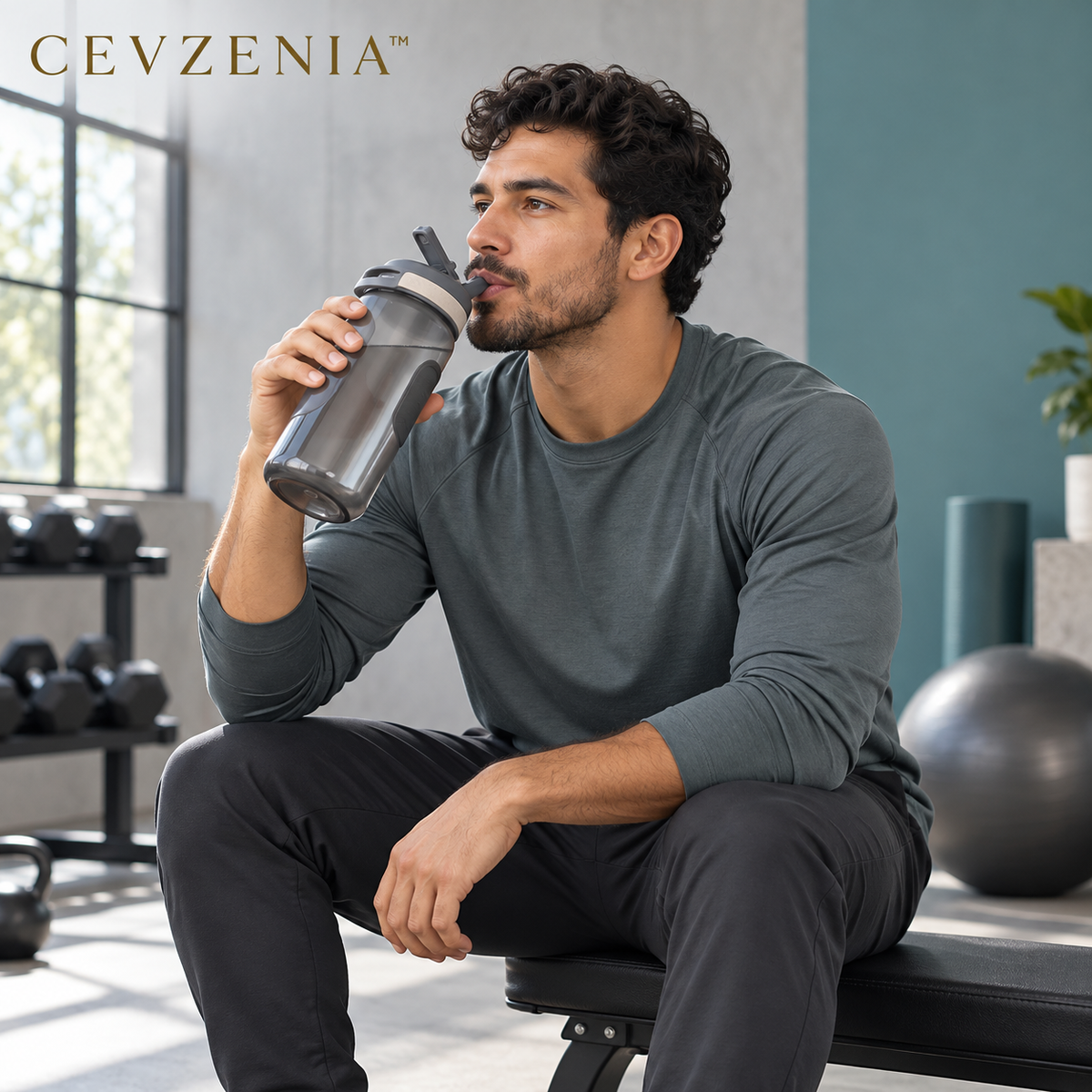 𝑪𝑬𝑽𝒁𝑬𝑵𝑰𝑨™ Daymark 32 fl oz Gym Water Bottle | Flip Straw and Side Grip
