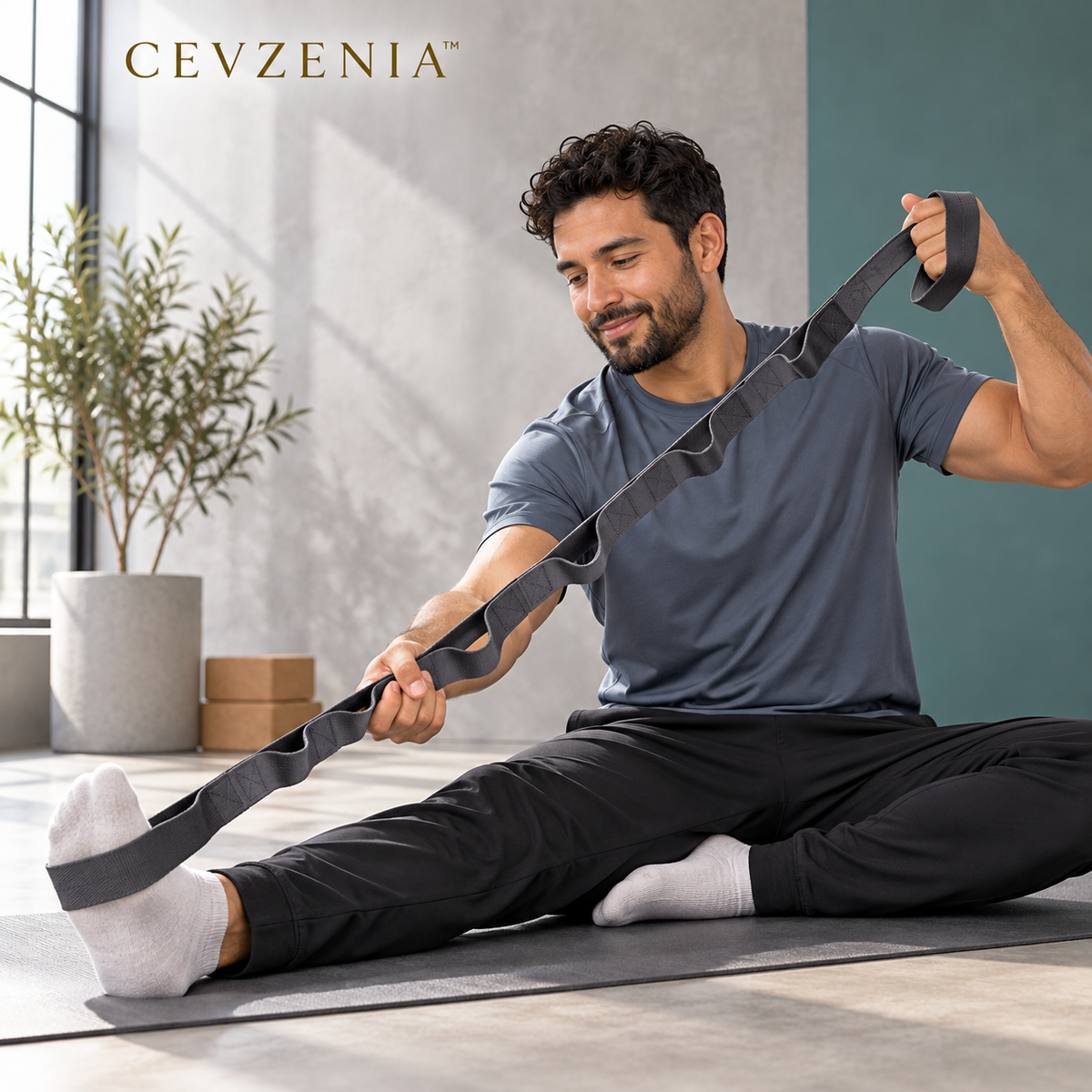 𝑪𝑬𝑽𝒁𝑬𝑵𝑰𝑨™ Loop Line 8 ft Stretch Strap | Multi-Loop Fabric Yoga Strap
