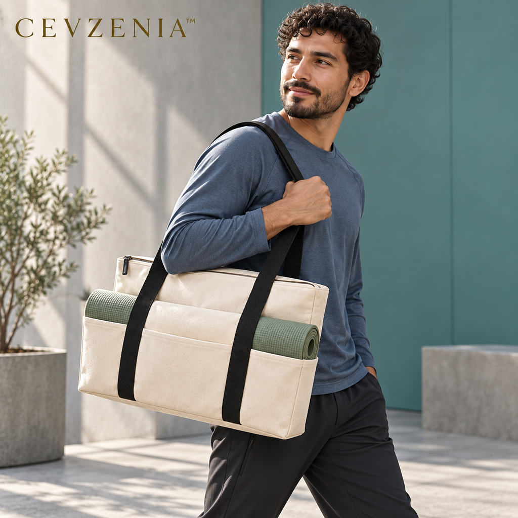 𝑪𝑬𝑽𝒁𝑬𝑵𝑰𝑨™ Canvas Line Yoga Mat Tote Bag | Studio Carryall with Exterior Mat Sleeve