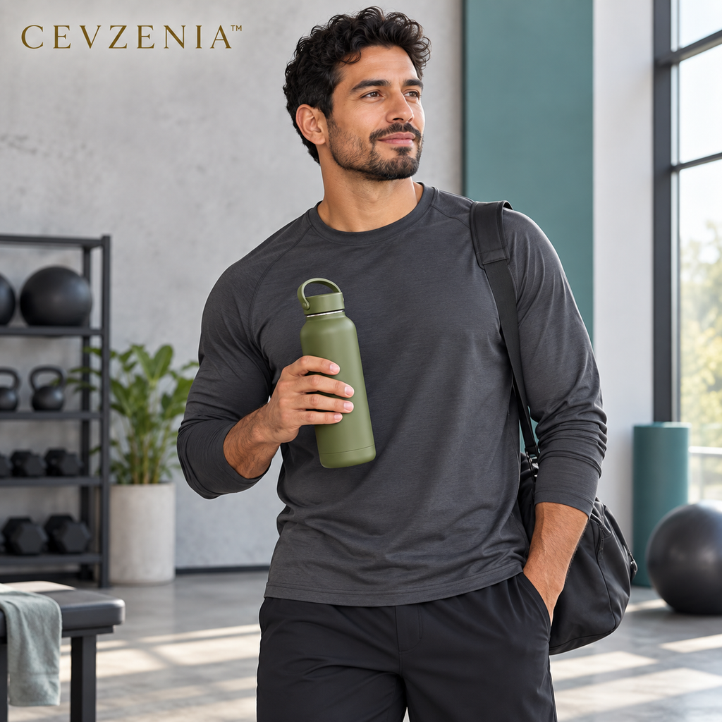 𝑪𝑬𝑽𝒁𝑬𝑵𝑰𝑨™ Column 24 fl oz Stainless Steel Water Bottle | Screw Cap with Carry Loop